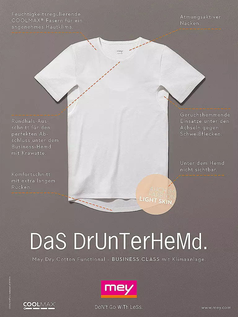 MEY | T-Shirt - Unterhemd DRY COTTON weiss | Blanco
