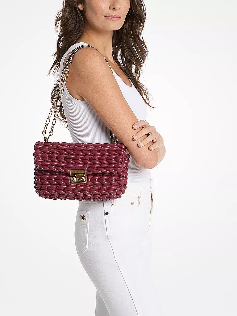 MICHAEL KORS | Bolso de cuero - Bolso bandolera TRIBECA | Rojo oscuro