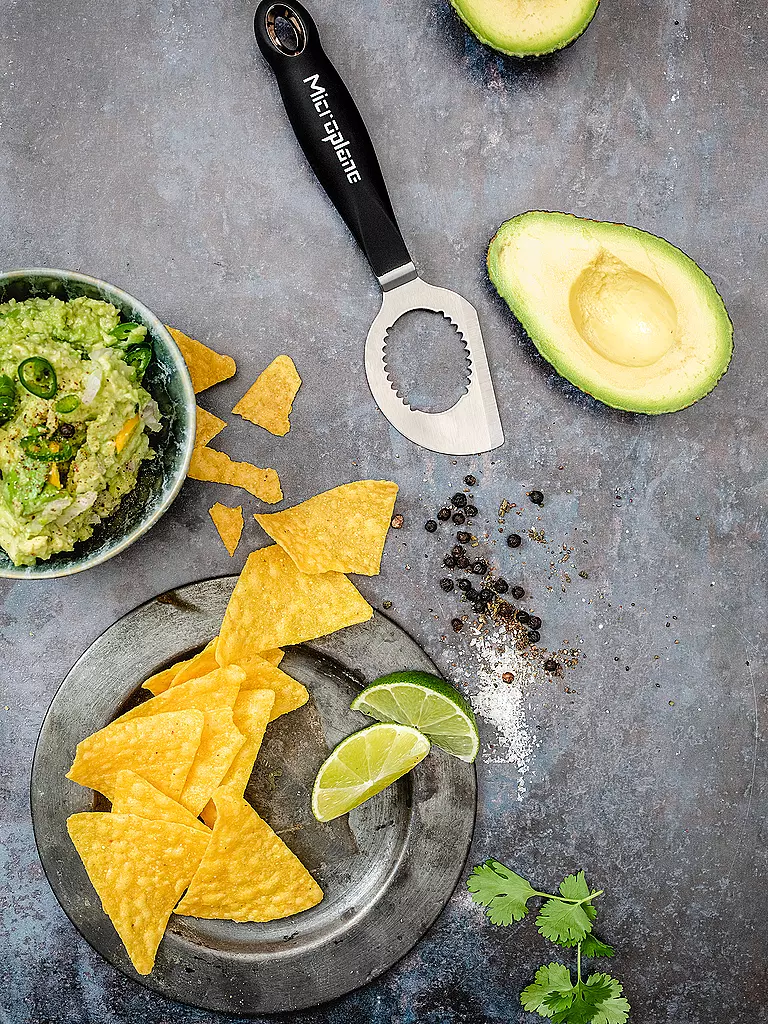 MICROPLANE | Herramienta para aguacate de 18 cm, negro/acero inoxidable |