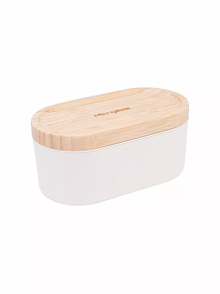 MICROPLANE | Rallador de mano con recipiente Cashmere / Bamboo | Beige