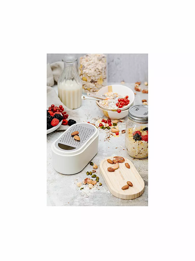 MICROPLANE | Rallador de mano con recipiente Cashmere / Bamboo | Beige