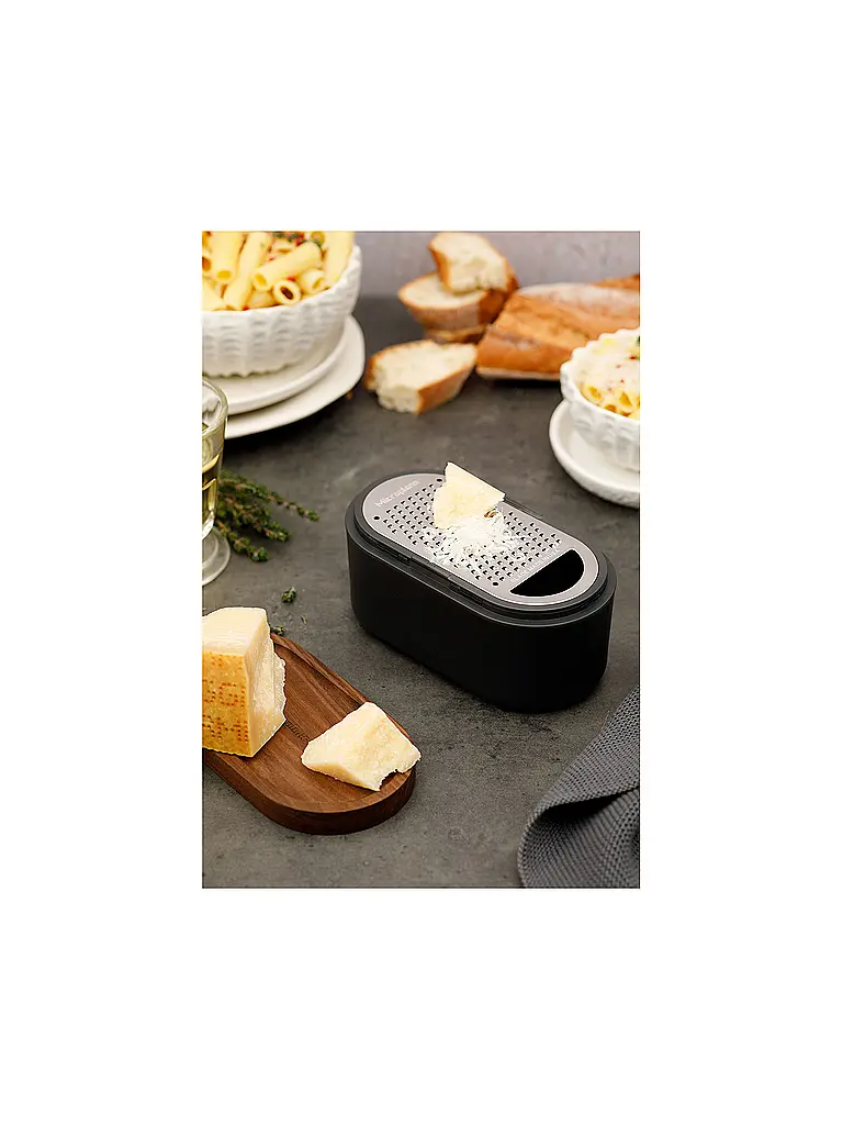 MICROPLANE | Rallador manual con recipiente de recogida Antracita / Nogal | Gris