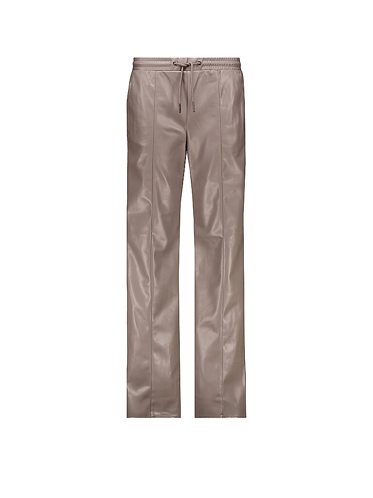 Pantalón recto efecto piel marrón 36