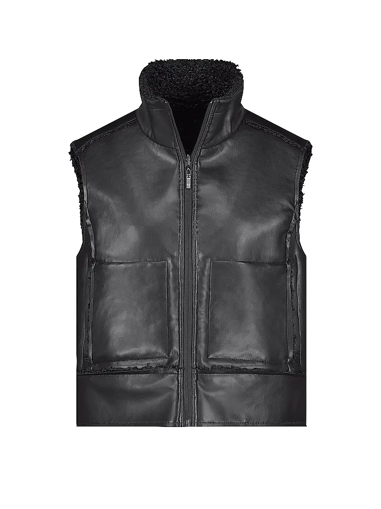 MONARI | Chaleco reversible con aspecto de piel | Negro
