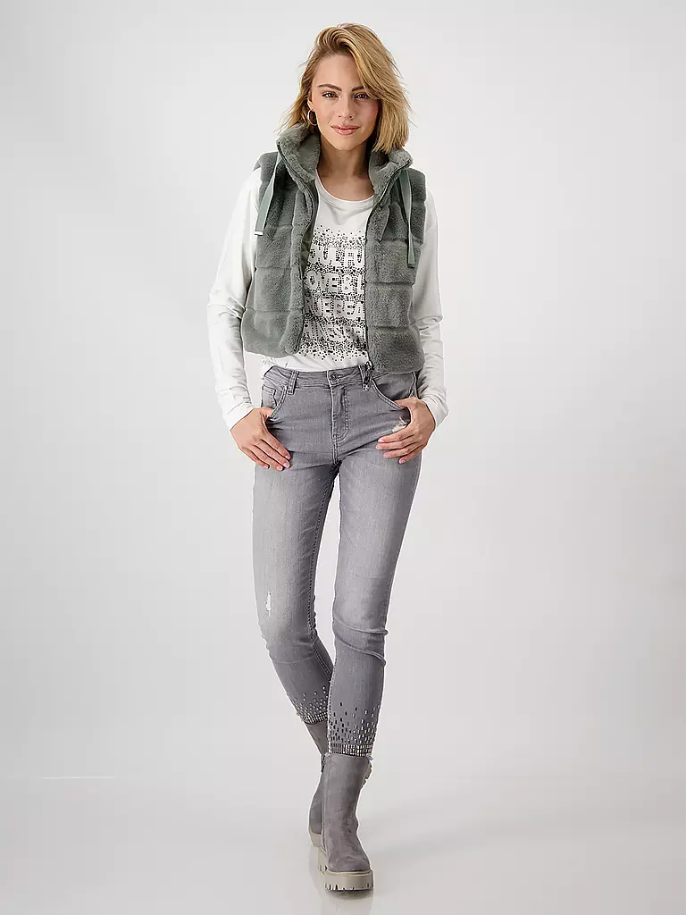 MONARI | Gilet en óptica de piel | Gris