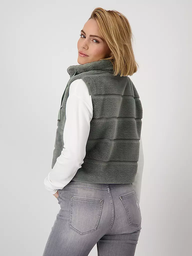 MONARI | Gilet en óptica de piel | Gris