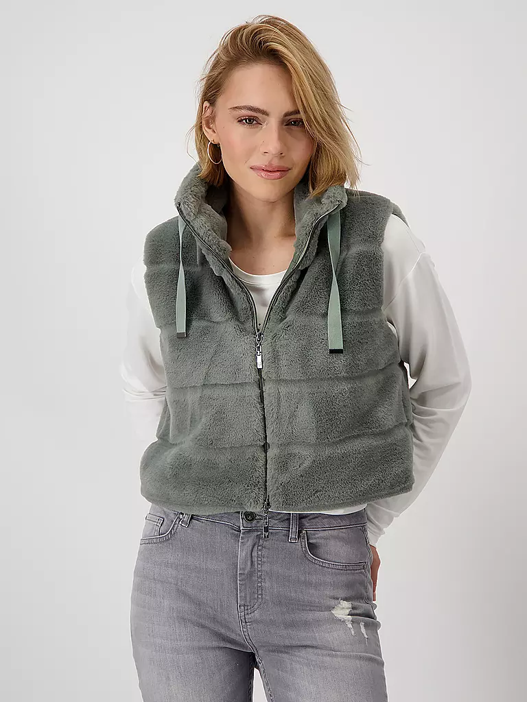 MONARI | Gilet en óptica de piel | Gris