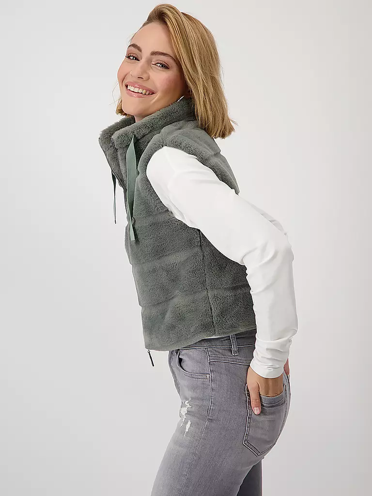 MONARI | Gilet en óptica de piel | Gris
