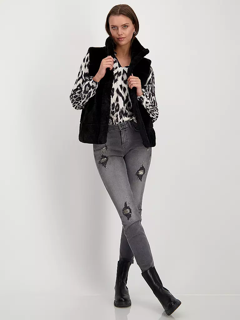 MONARI | Gilet in Felloptik | Negro