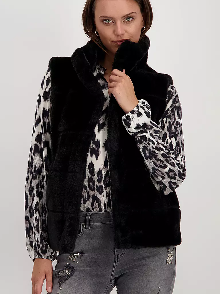 MONARI | Gilet in Felloptik | Negro