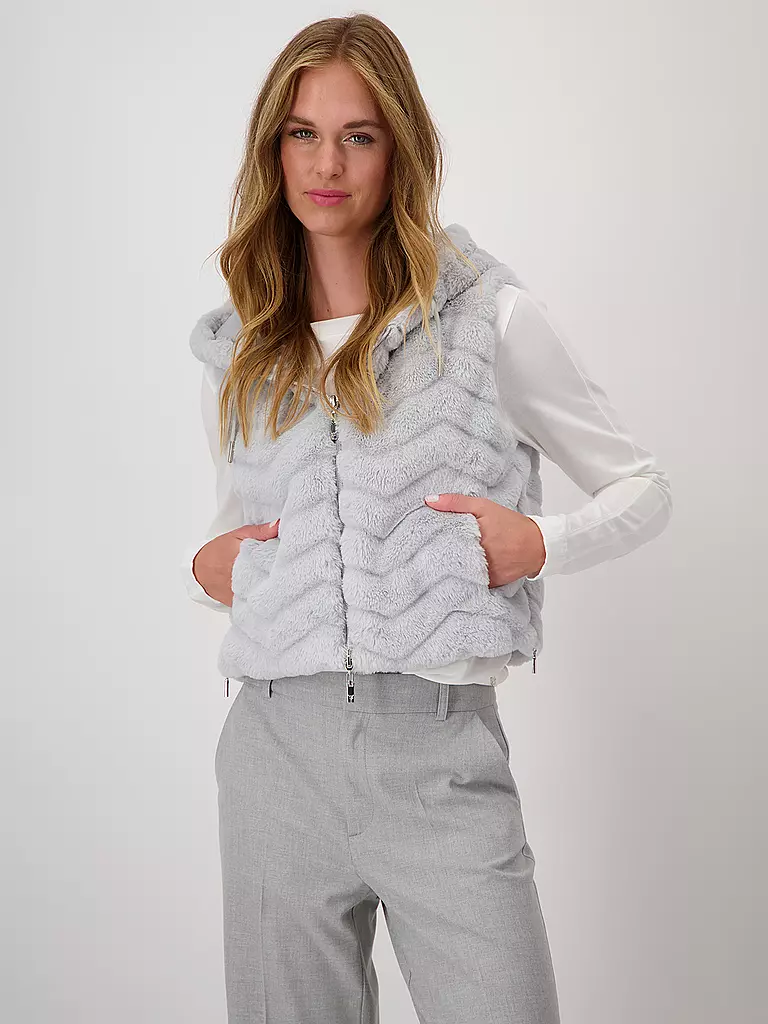 MONARI | Gilet in Felloptik | Gris