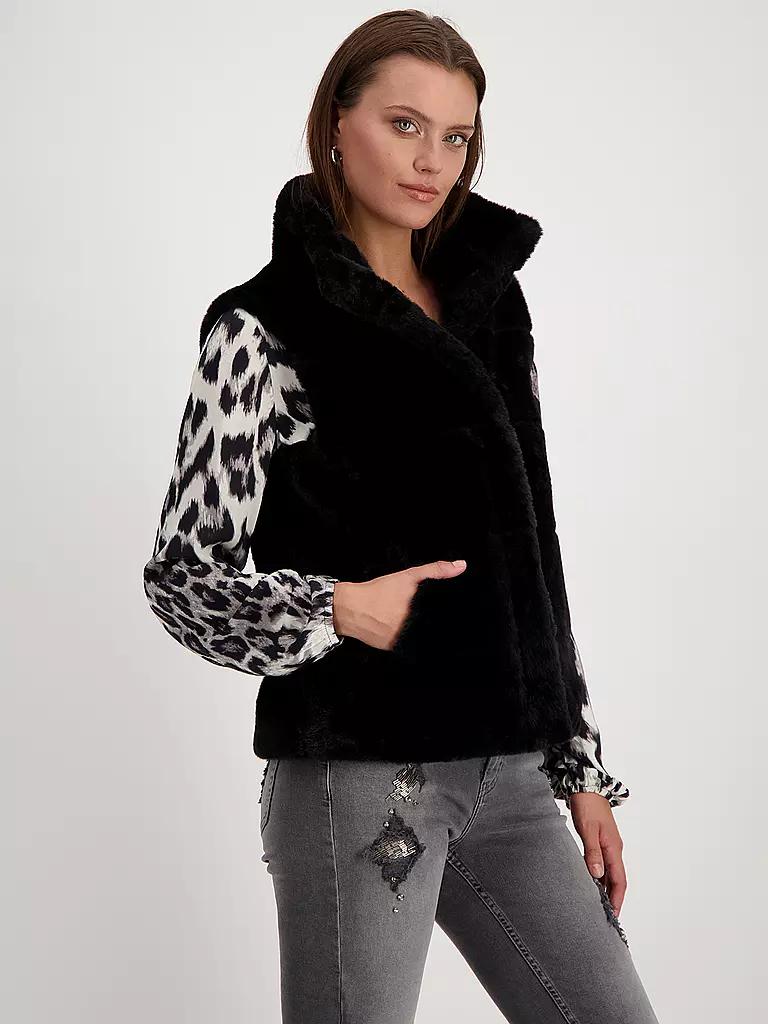 MONARI | Gilet in Felloptik | Negro
