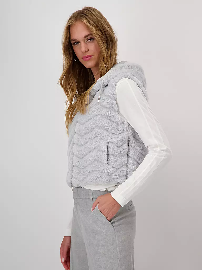 MONARI | Gilet in Felloptik | Gris