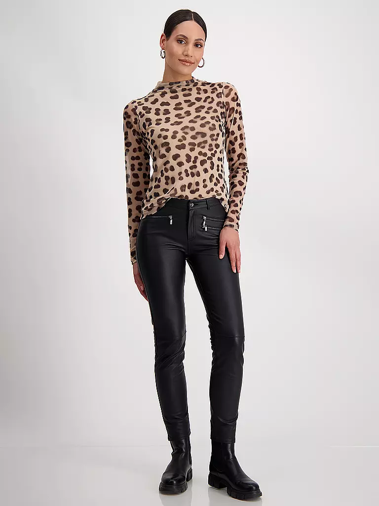 MONARI | Hose in Lederoptik  | Negro