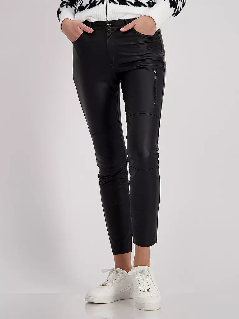 MONARI | Hose in Lederoptik  | Negro