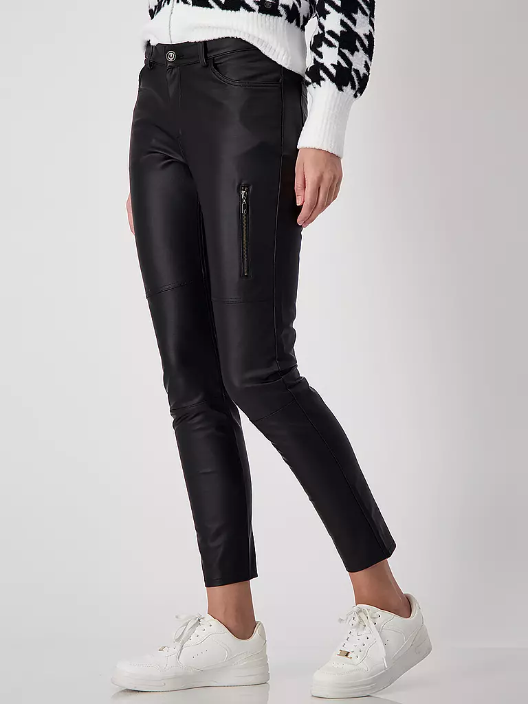 MONARI | Hose in Lederoptik  | Negro