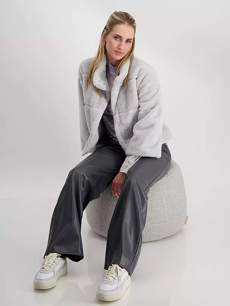 MONARI | Jacke in Felloptik  | Gris claro