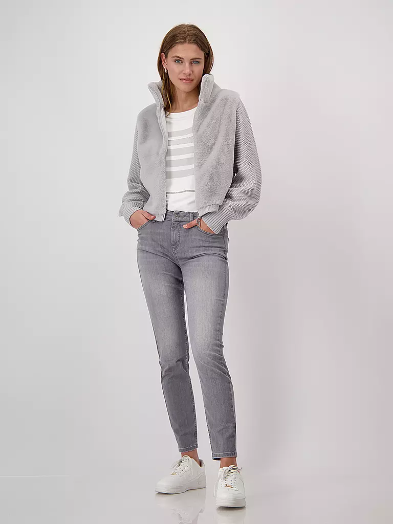 MONARI | Jacke in Felloptik  | Gris claro