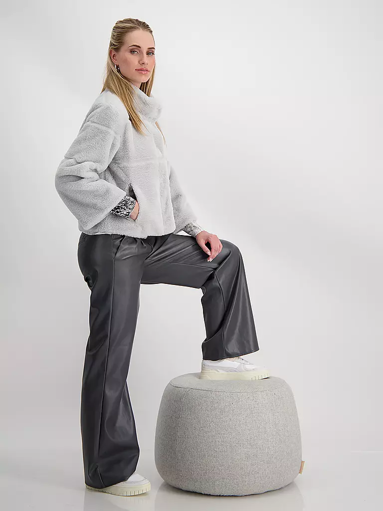 MONARI | Jacke in Felloptik  | Gris claro