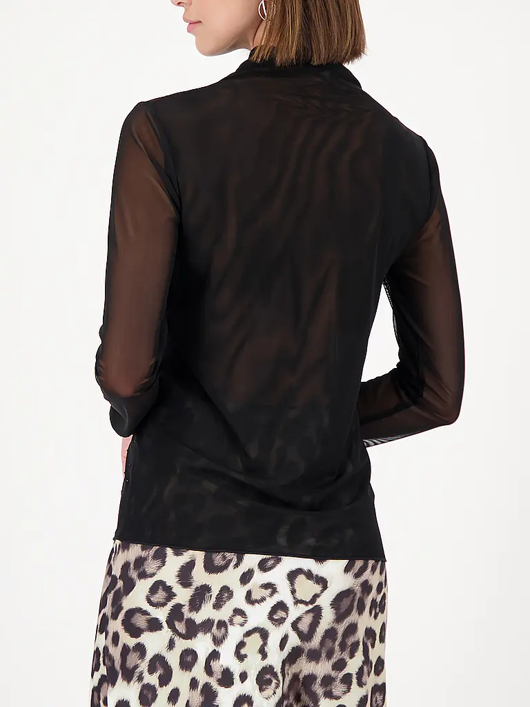 MONARI | Nombre del producto: Camiseta de manga larga
Marca: MONARI
Color: negro
Categorías: Moda, Mujer

Largo de manga: Manga larga
Material: Jersey, Poliéster / Poliamida, Elástico
Forma del cuello: Cuello alto
Diseño: Liso
Corte (Prenda superior): Regular
 | 