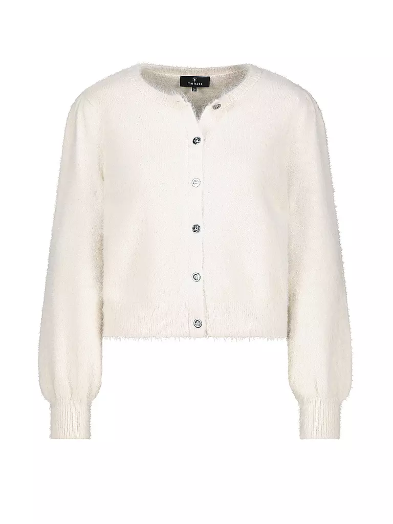 MONARI | Nombre del producto: Chaqueta
Marca: MONARI
Color: crema
Categorías: Moda, Mujer
Etiquetas: Tallas grandes

Longitud de la manga: Manga larga
Escote: Cuello redondo
Material: Poliacrílico / Acrílico, Punto
Estampado: Liso
Estilo: Glamour | Crema