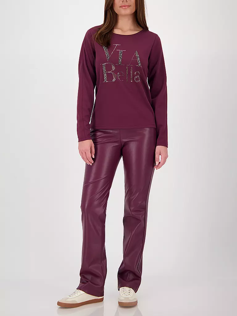 MONARI | Pantalón de efecto cuero | dunkelrot