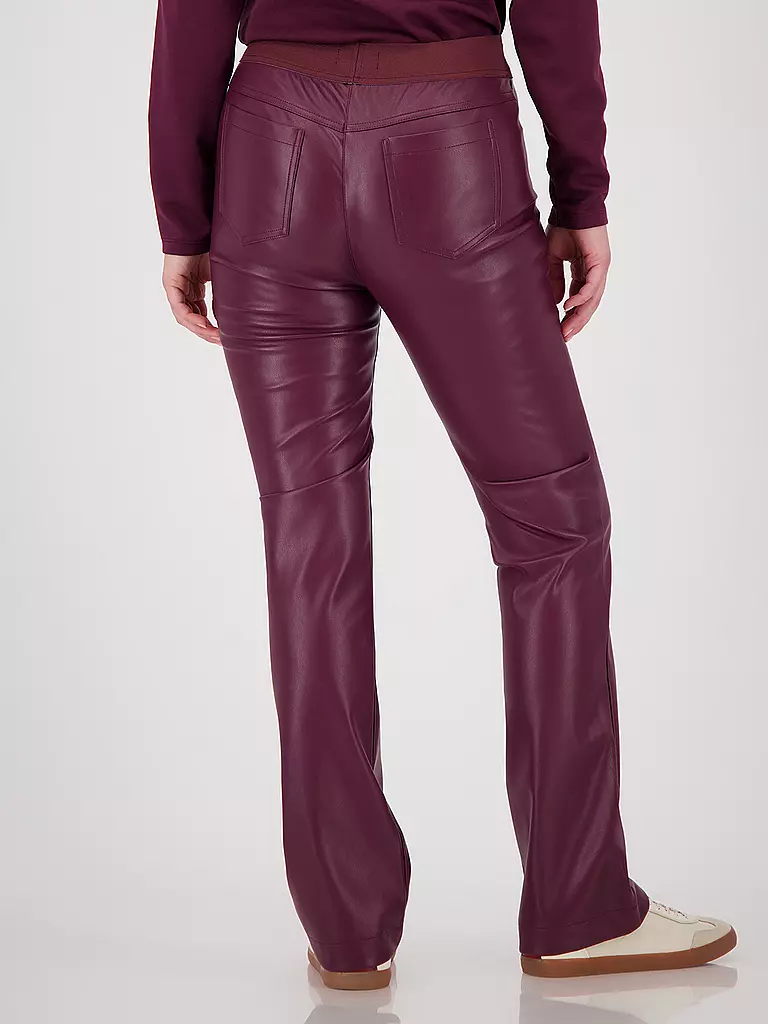 MONARI | Pantalón de efecto cuero | dunkelrot