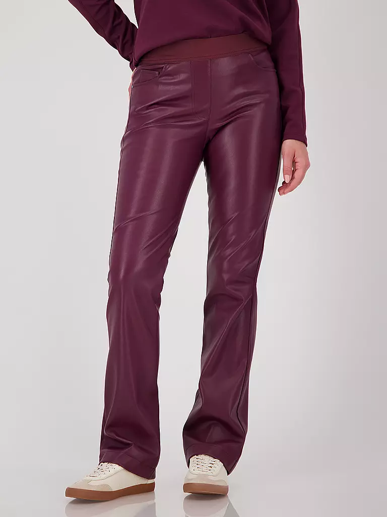MONARI | Pantalón de efecto cuero | dunkelrot