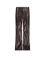 MONARI | Pantalón de pernera ancha con efecto cuero | Marrón