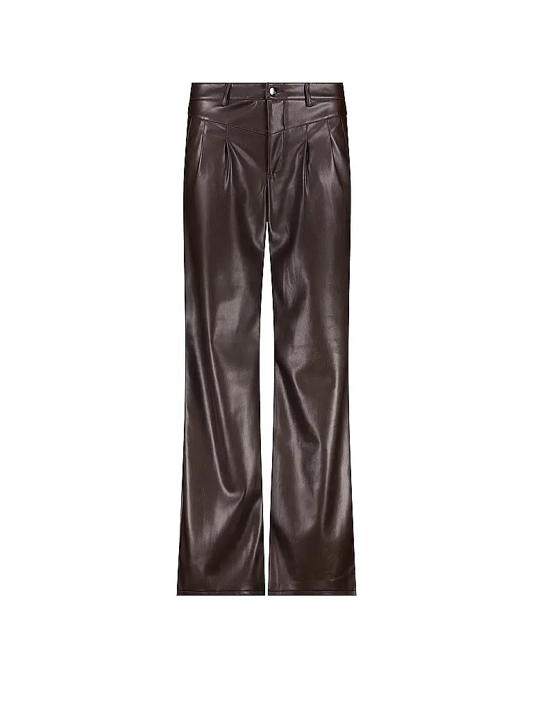 MONARI | Pantalón de pernera ancha con efecto cuero | Marrón