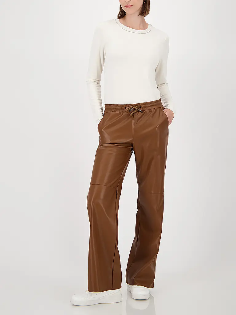 MONARI | Pantalones de efecto cuero | Marrón claro