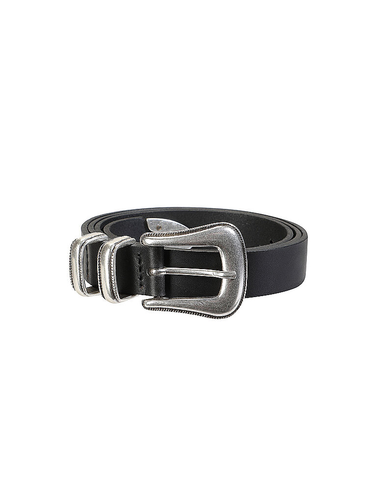 NUDIE JEANS Cinturón de cuero WESTERN SILVER BELT negro | 80