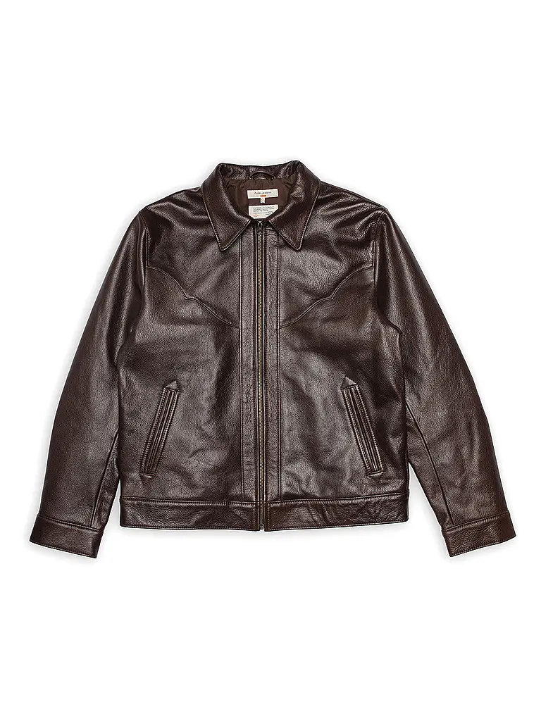 NUDIE JEANS | Chaqueta de cuero JOPPE WESTERN | Marrón