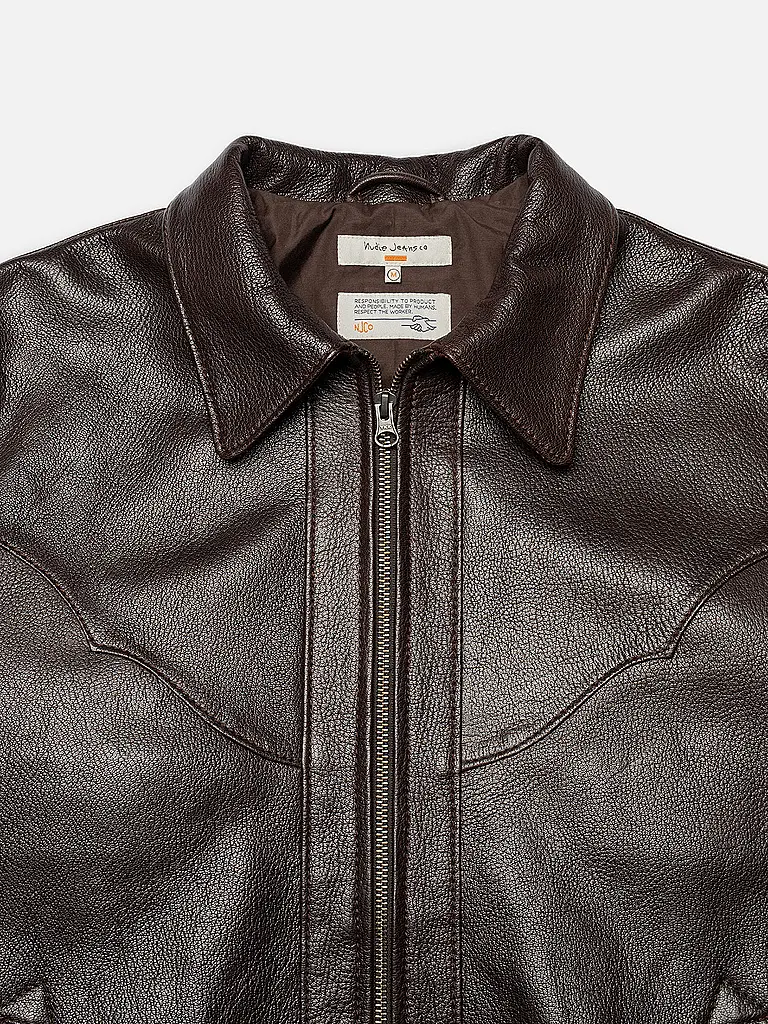 NUDIE JEANS | Chaqueta de cuero JOPPE WESTERN | Marrón