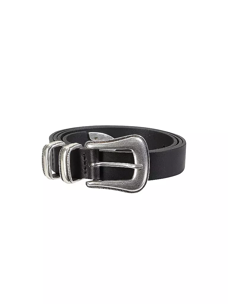 NUDIE JEANS | Cinturón de cuero WESTERN SILVER BELT | Negro