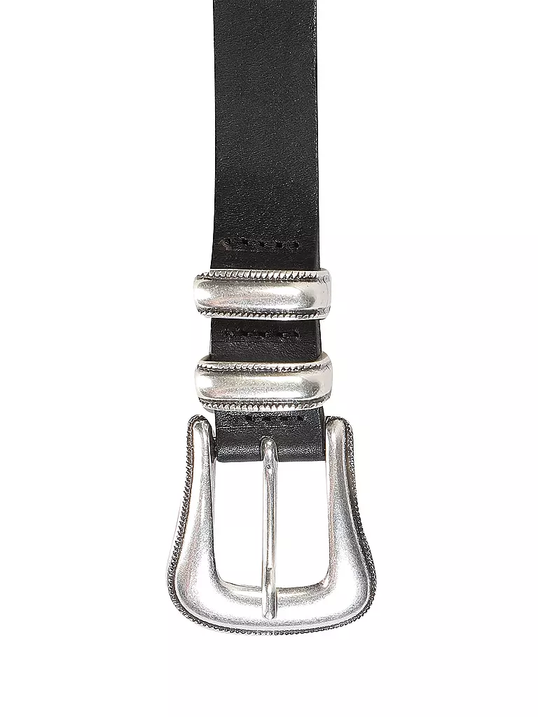 NUDIE JEANS | Cinturón de cuero WESTERN SILVER BELT | Negro