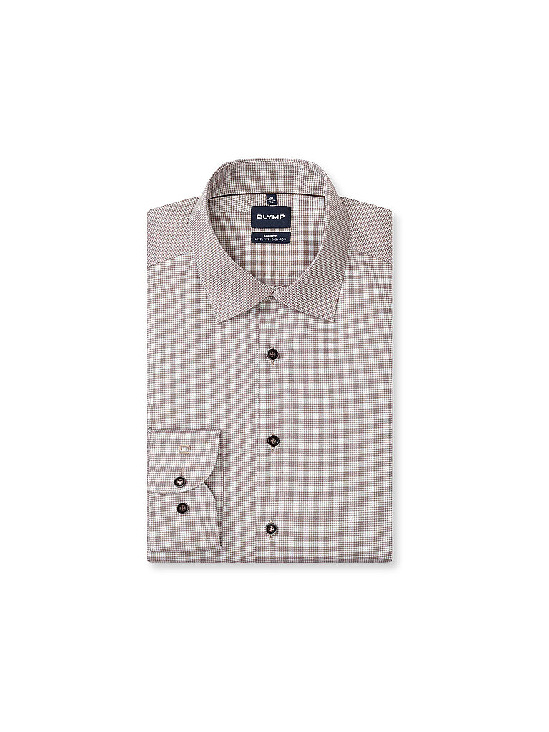 Olymp Level Five Camisa Body Fit marrón claro