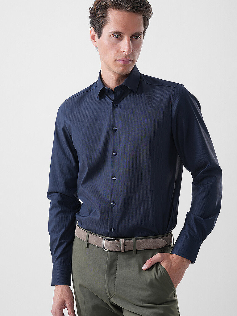 Olymp Level Five Camisa Body Fit azul oscuro