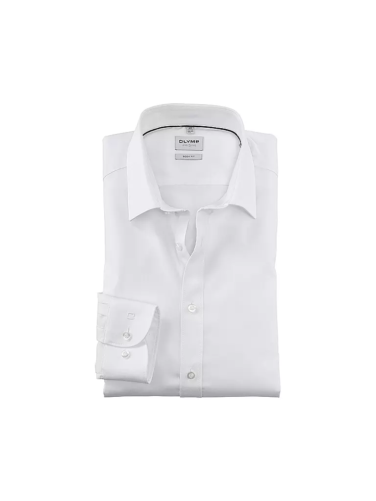 OLYMP LEVEL FIVE | Camisa Body Fit de Manga Extralarga | Blanco