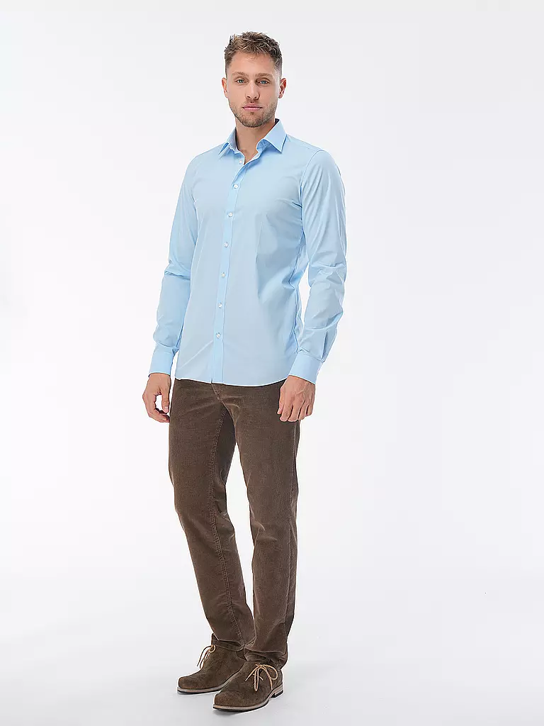 OLYMP LEVEL FIVE | Camisa Body Fit de Manga Extralarga | Azul claro
