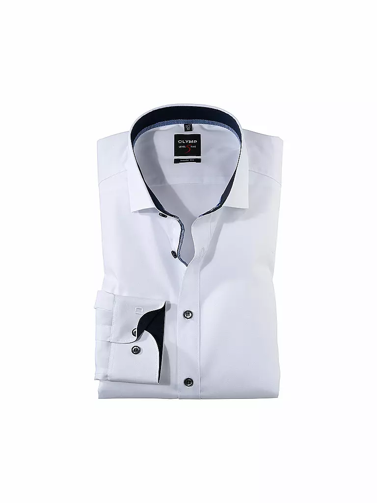 OLYMP LEVEL FIVE | Camisa Body Fit Manga Extralarga | Blanco