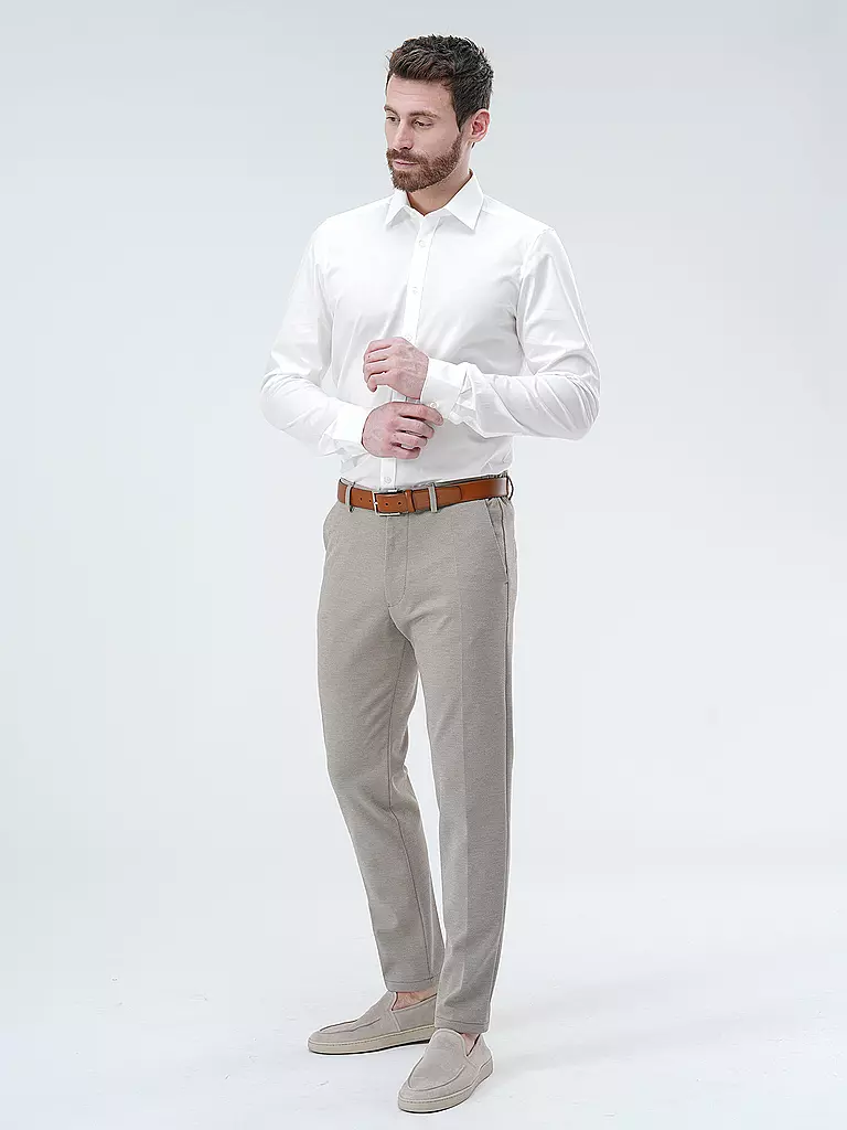 OLYMP LEVEL FIVE | Camisa Body Fit Manga Extralarga | Blanco