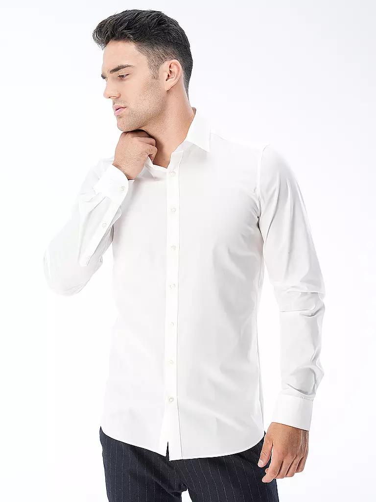 OLYMP LEVEL FIVE | Camisa Body Fit Manga Extralarga | Beige