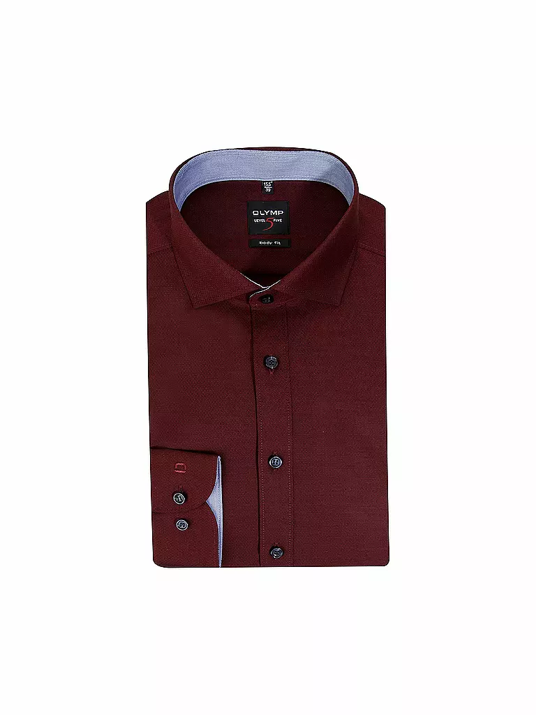 OLYMP LEVEL FIVE | Camisa Body Fit | Rojo oscuro