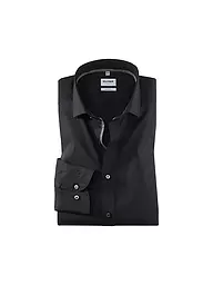 OLYMP LEVEL FIVE | Camisa Body Fit Manga Extralarga | Negro