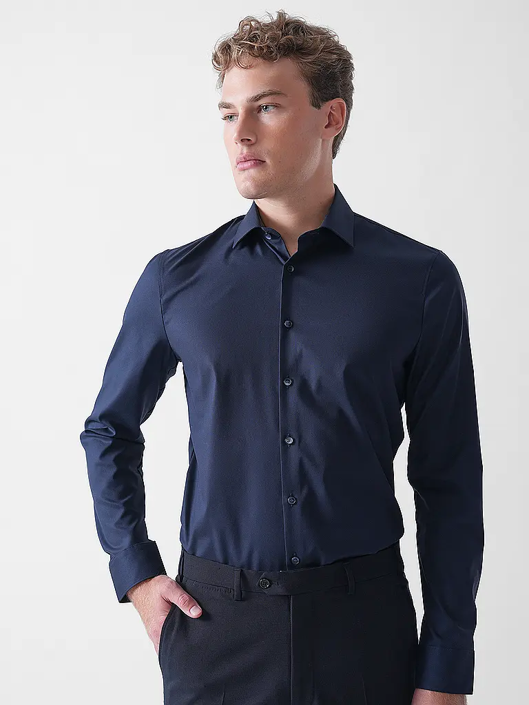 OLYMP NO.6 | Camisa Super Slim Fit | Azul oscuro