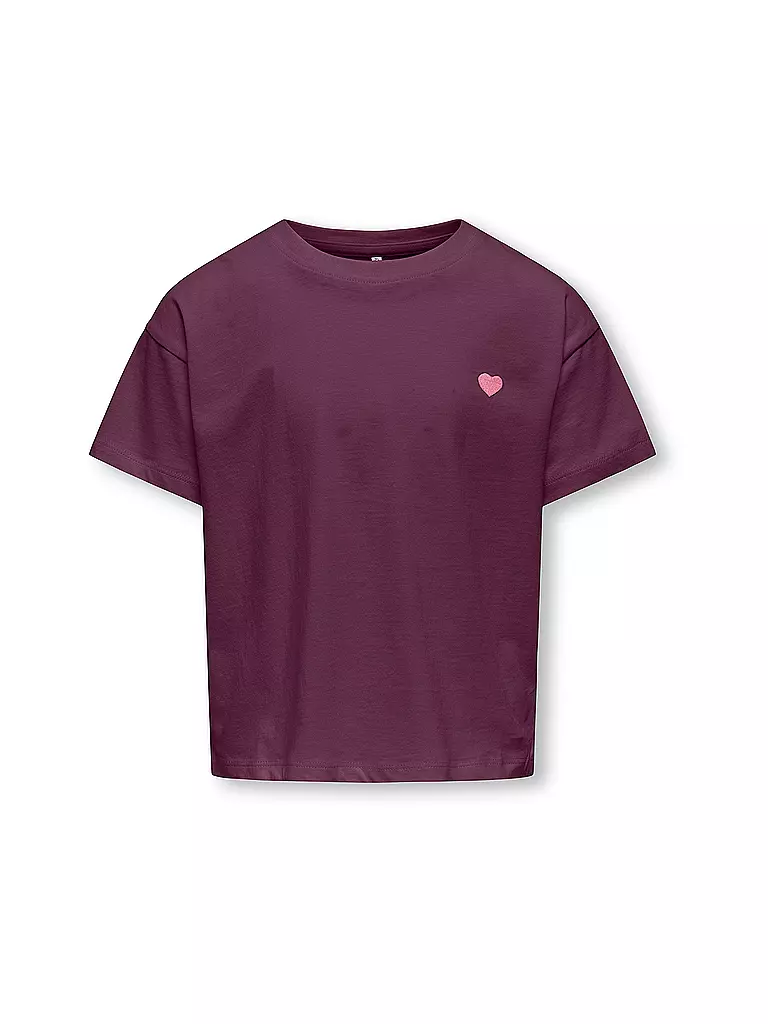 ONLY | Camiseta de niña KOGMAIKEN LIFE CROPHEART | Rojo oscuro