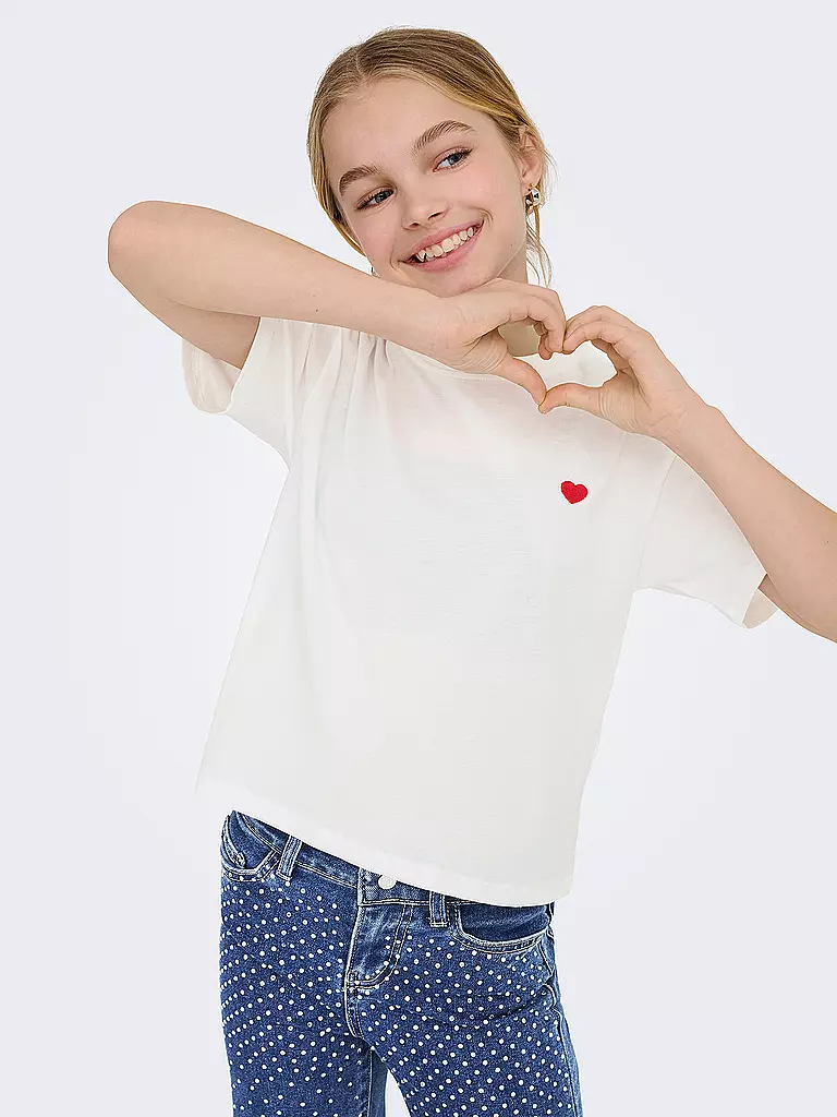 ONLY | Camiseta de niña KOGMAIKEN LIFE CROPHEART | Blanco