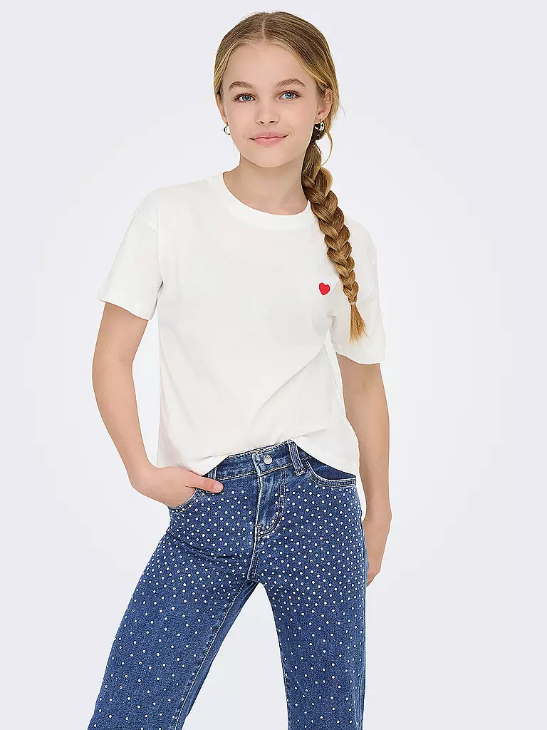 ONLY | Camiseta de niña KOGMAIKEN LIFE CROPHEART | Blanco