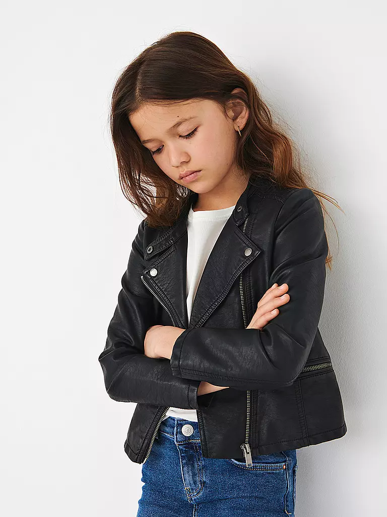 ONLY | Chaqueta biker de niña con aspecto de cuero KONFREYA | Negro
